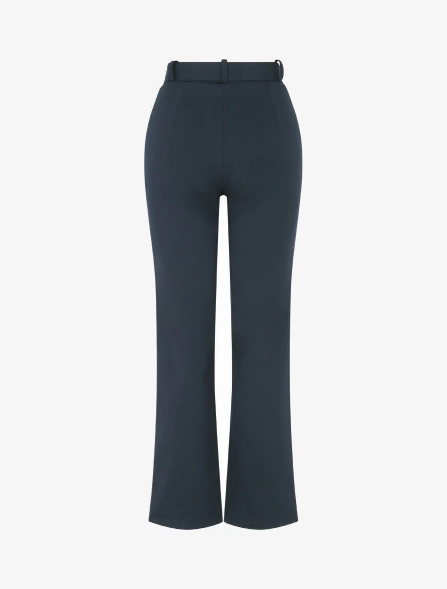 Effen lange broek met riem - Marineblauw - Image 2