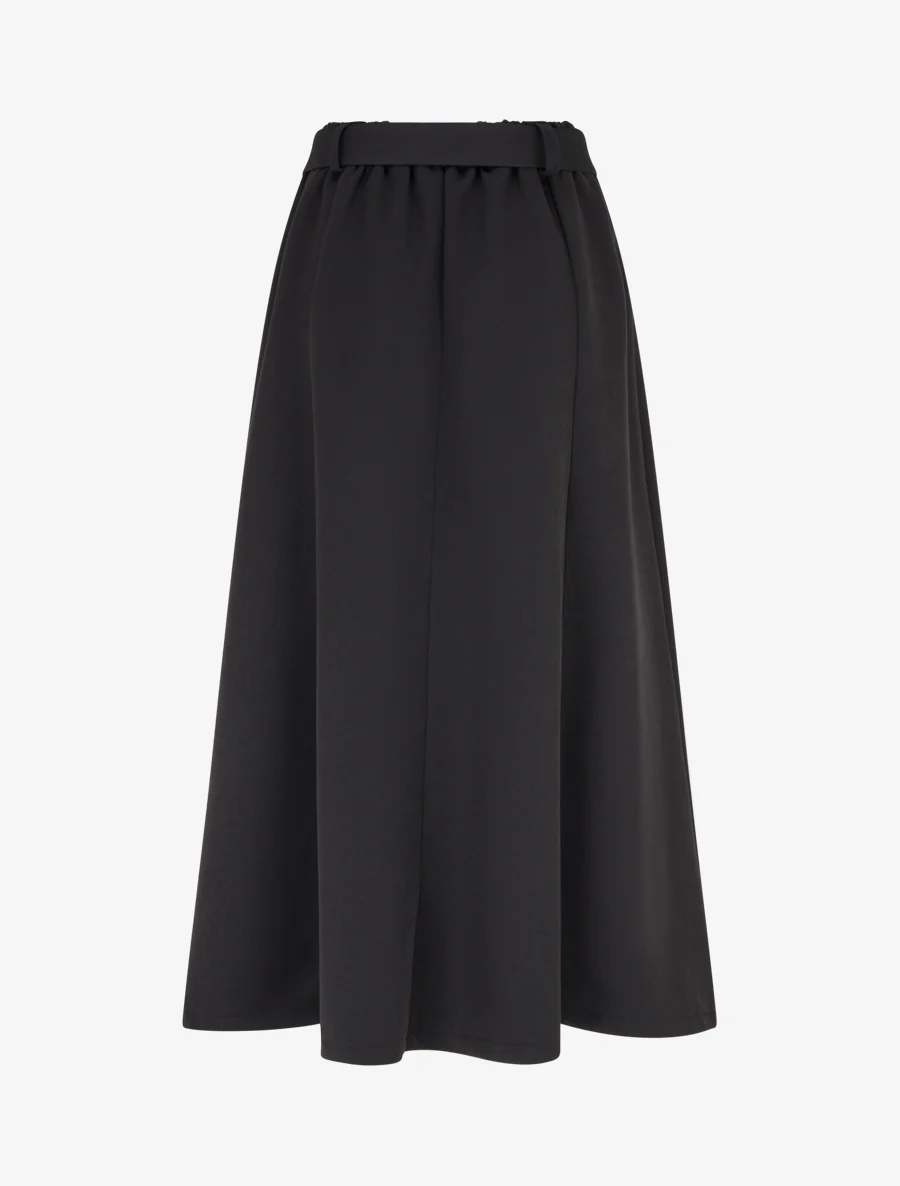 Effen midi-rok met sierstuk. - Zwart - Image 2