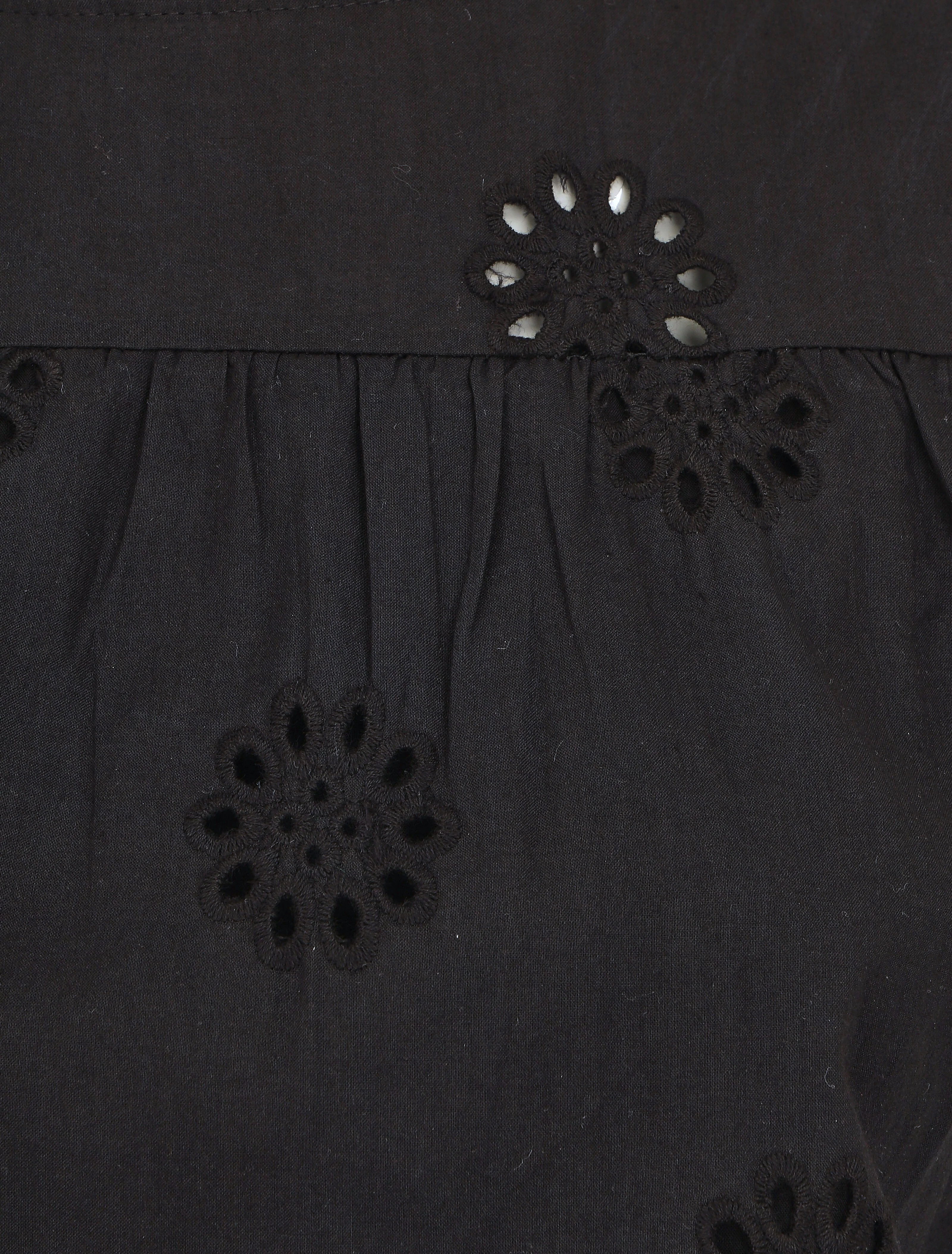 Effen mouwloze blouse met bloemmotief - Zwart - Image 3