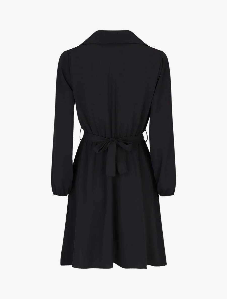 Effen overhemdjurk met skatervorm - zwart - Image 2