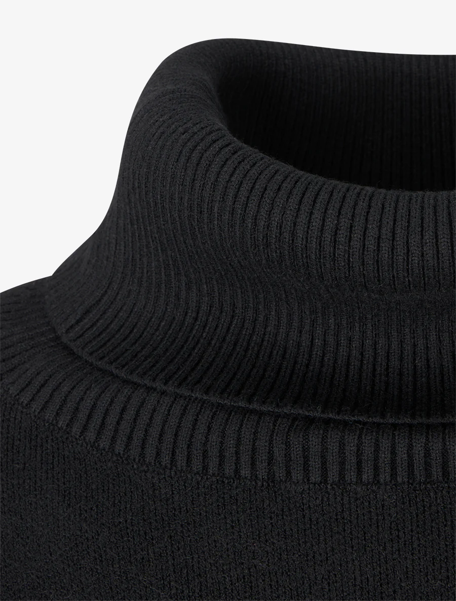 Effen poncho met coltrui - Zwart - Image 3