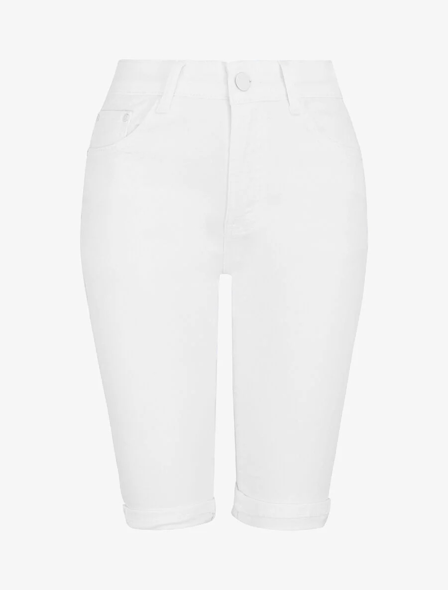 Effen push-up bermuda shorts met zoom - Wit