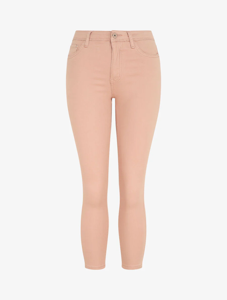 Effen push-up skinny jeans in standaard maat - Roze