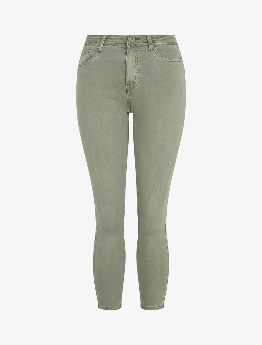 Effen push-up skinny jeans in standaard maat - groen