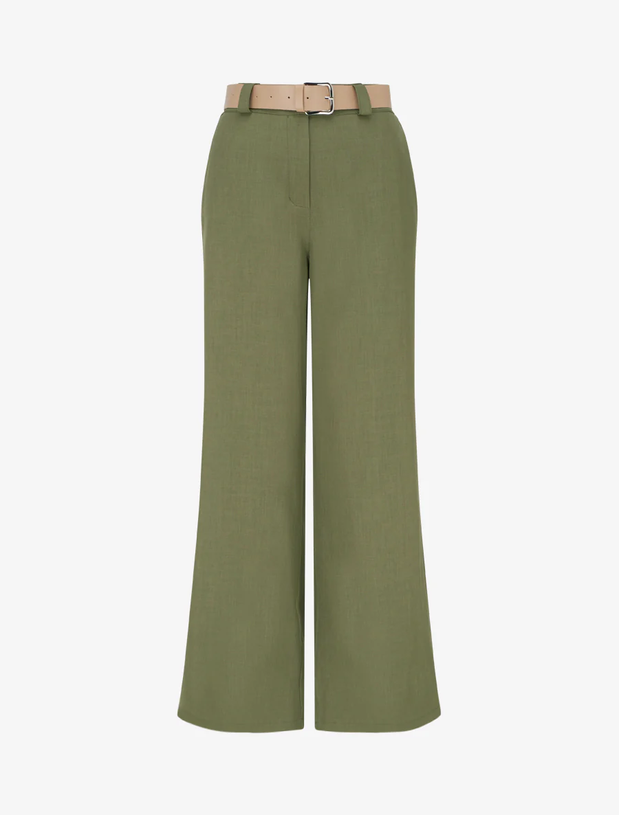 Effen rechte elastische broek - Kaki