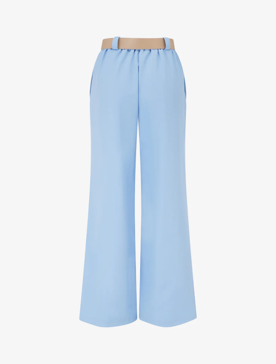 Effen rechte elastische broek - Lichtblauw - Image 2