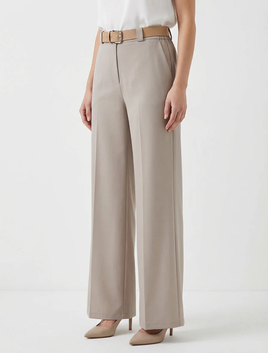 Effen rechte elastische broek - Mol - Image 3