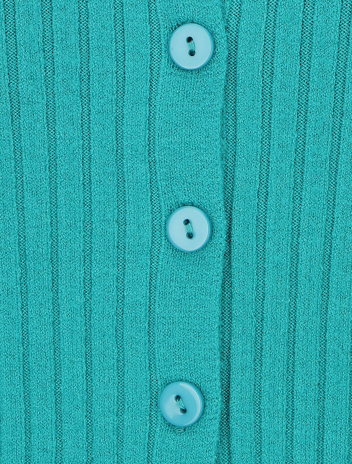Effen ribvest met slanke pasvorm - Turkoois - Image 3