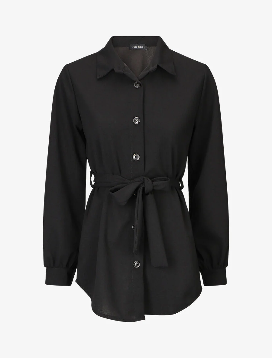 Effen shirt en strikdassen - Zwart