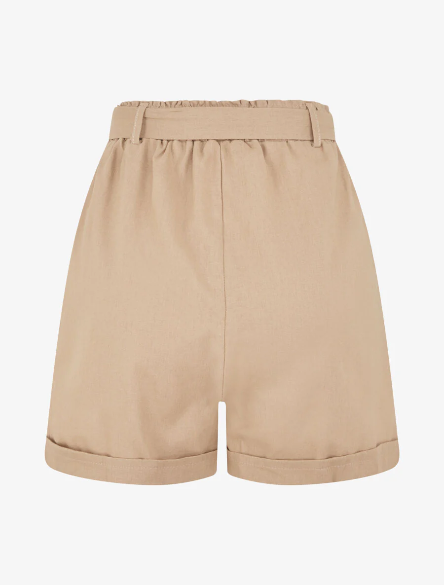 Effen short met omslag - Beige - Image 2