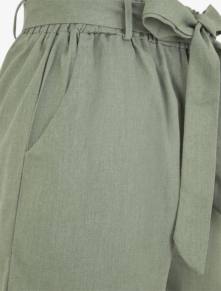 Effen short met omslag - Kakigroen - Image 3