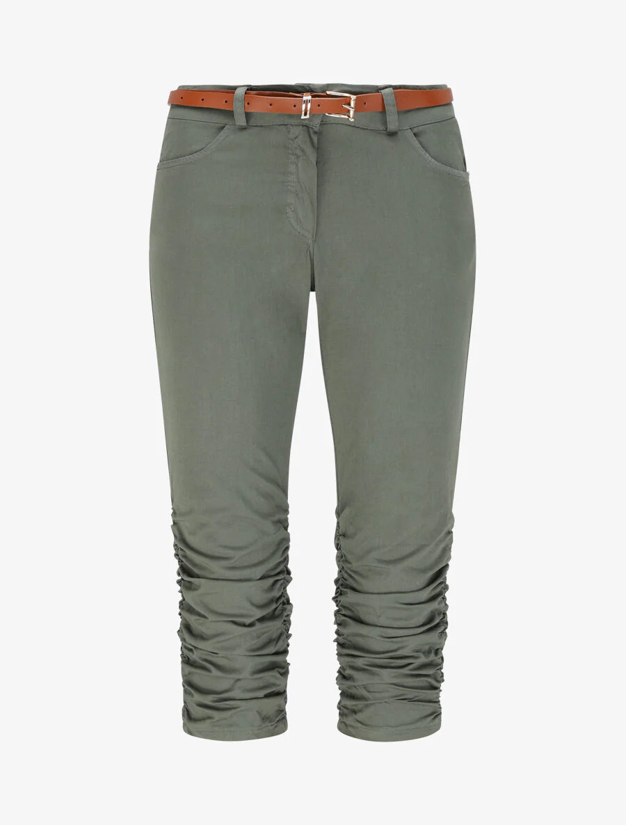 Effen shorts met elastische boorden - kaki