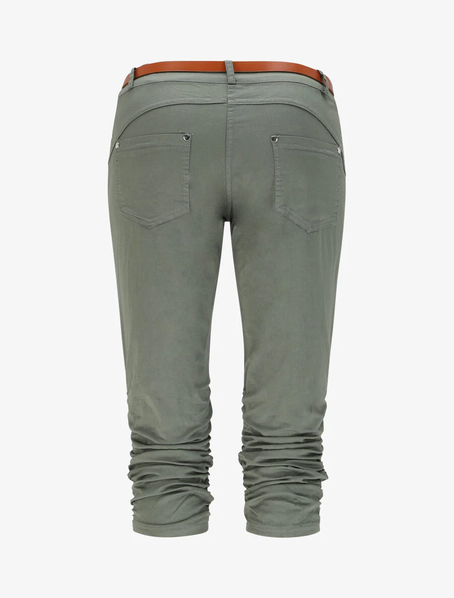 Effen shorts met elastische boorden - kaki - Image 2