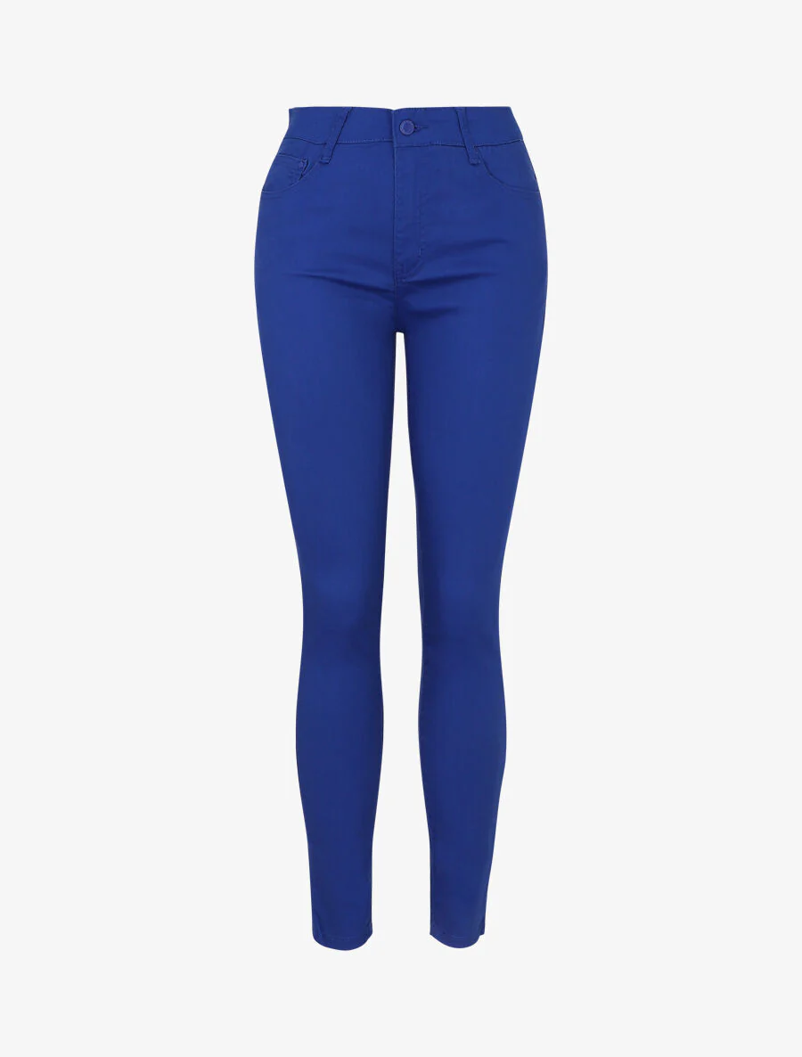 Effen skinny jeans in grote maat - felblauw