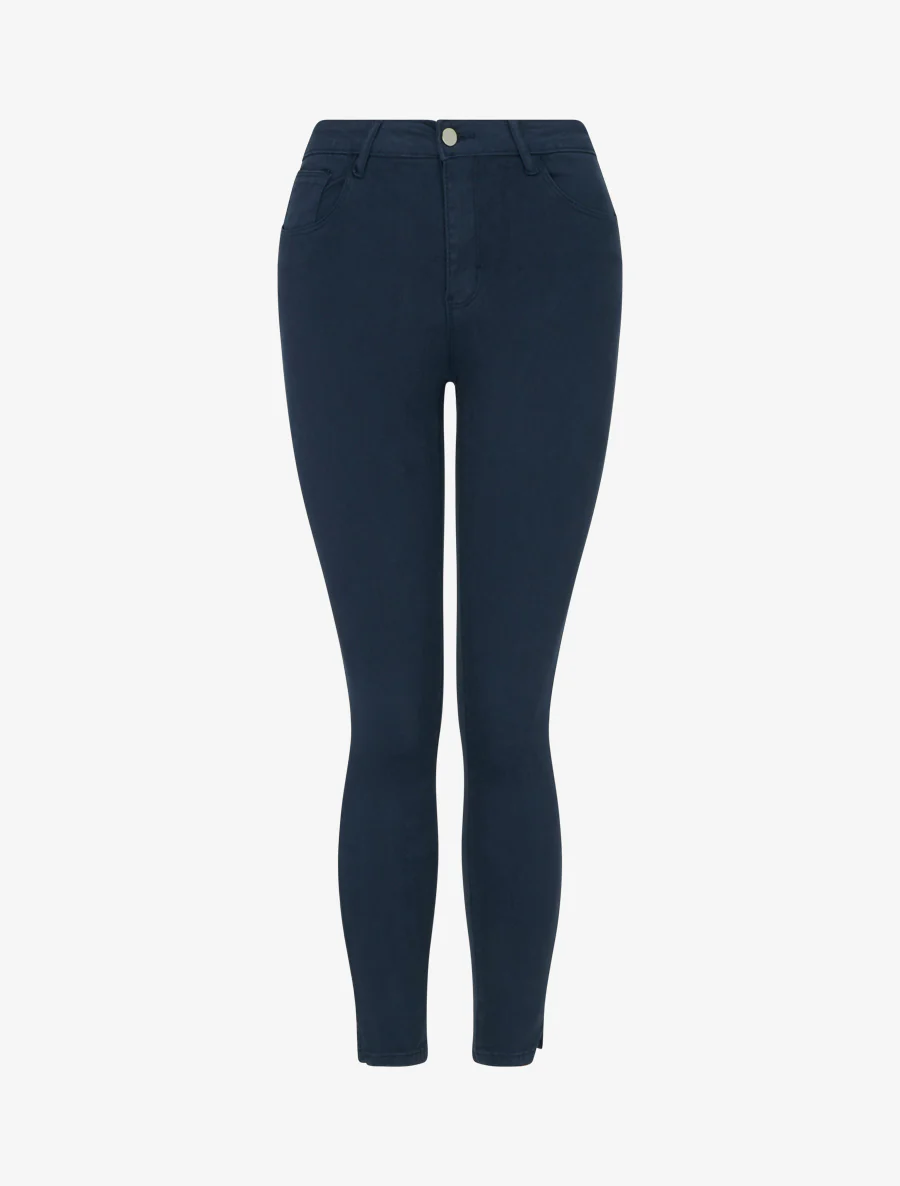 Effen skinny jeans met normale taille - Marine