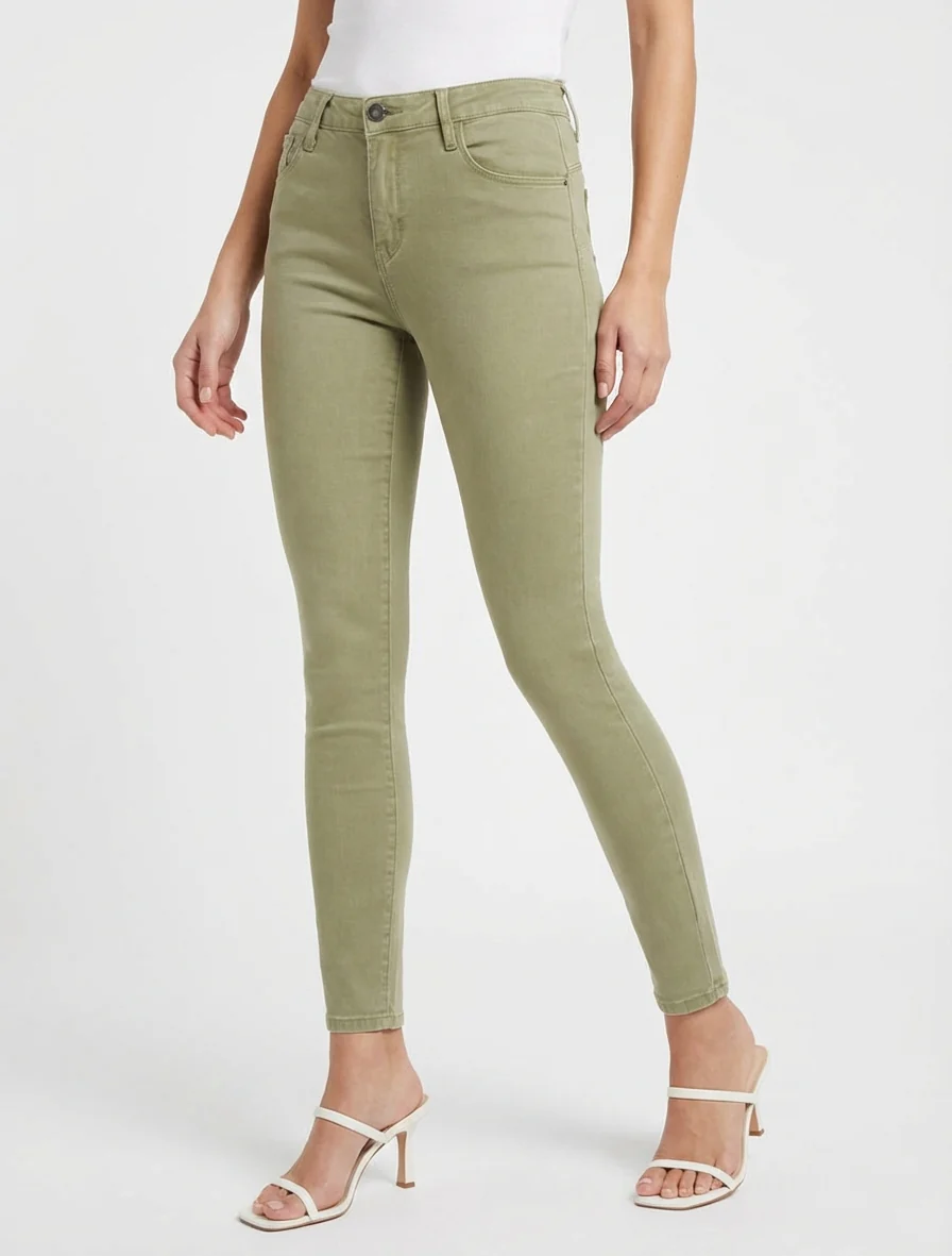 Effen skinny jeans met normale taille - Licht kaki - Image 4