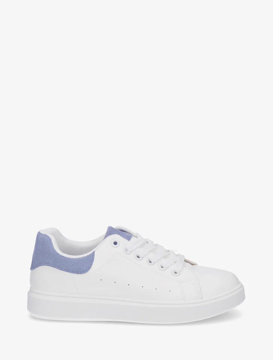 Effen sneakers met contrasterende hielversteviging - Blauw
