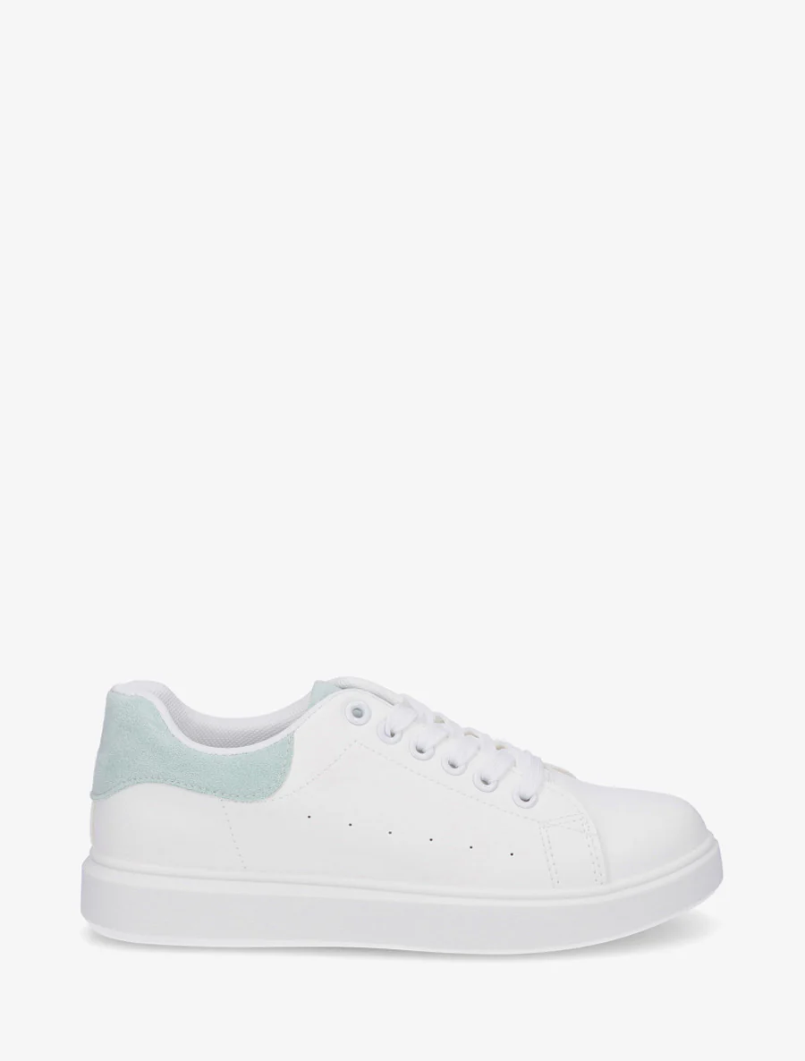 Effen sneakers met contrasterende hielversteviging - Watergroen