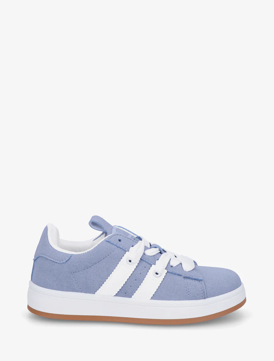 Effen sneakers met contrasterende strepen - Blauw