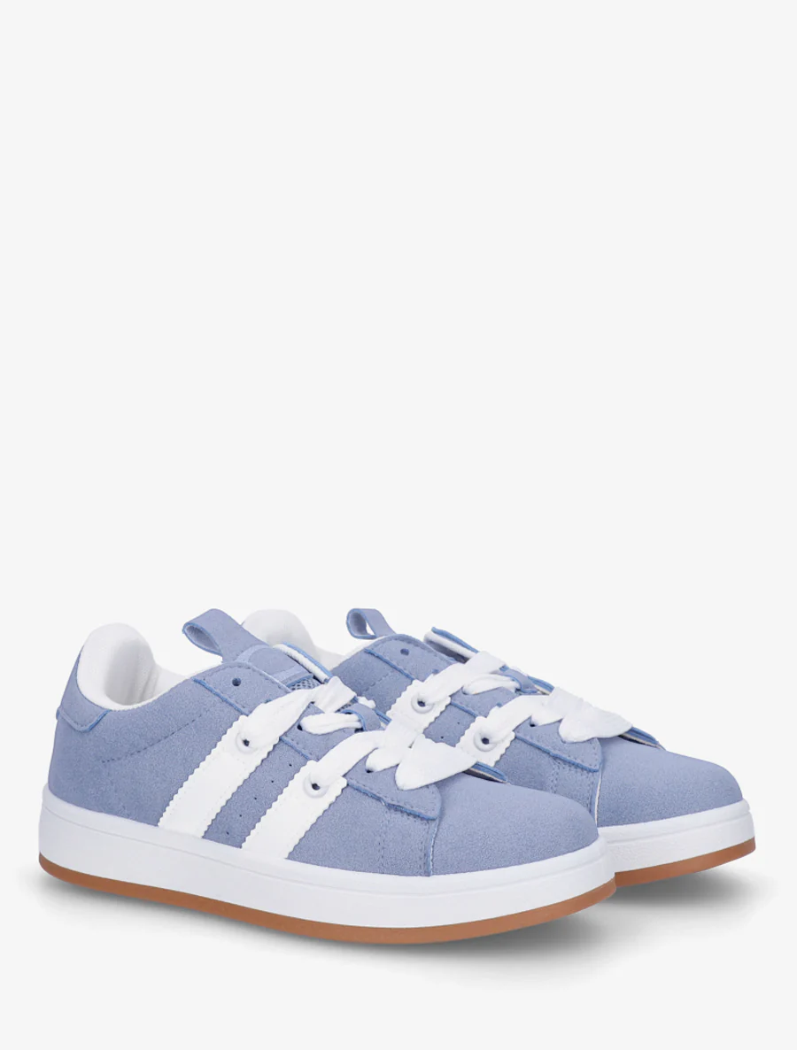 Effen sneakers met contrasterende strepen - Blauw - Image 4