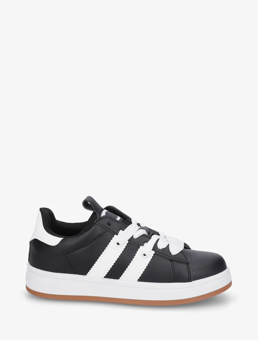 Effen sneakers met contrasterende strepen - Zwart