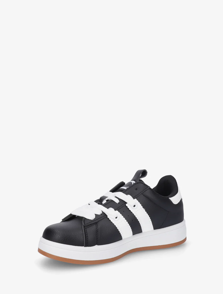 Effen sneakers met contrasterende strepen - Zwart - Image 3