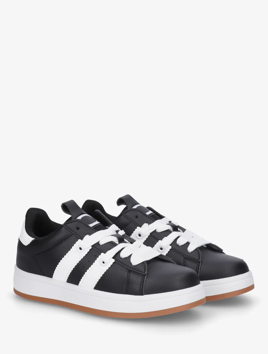 Effen sneakers met contrasterende strepen - Zwart - Image 4