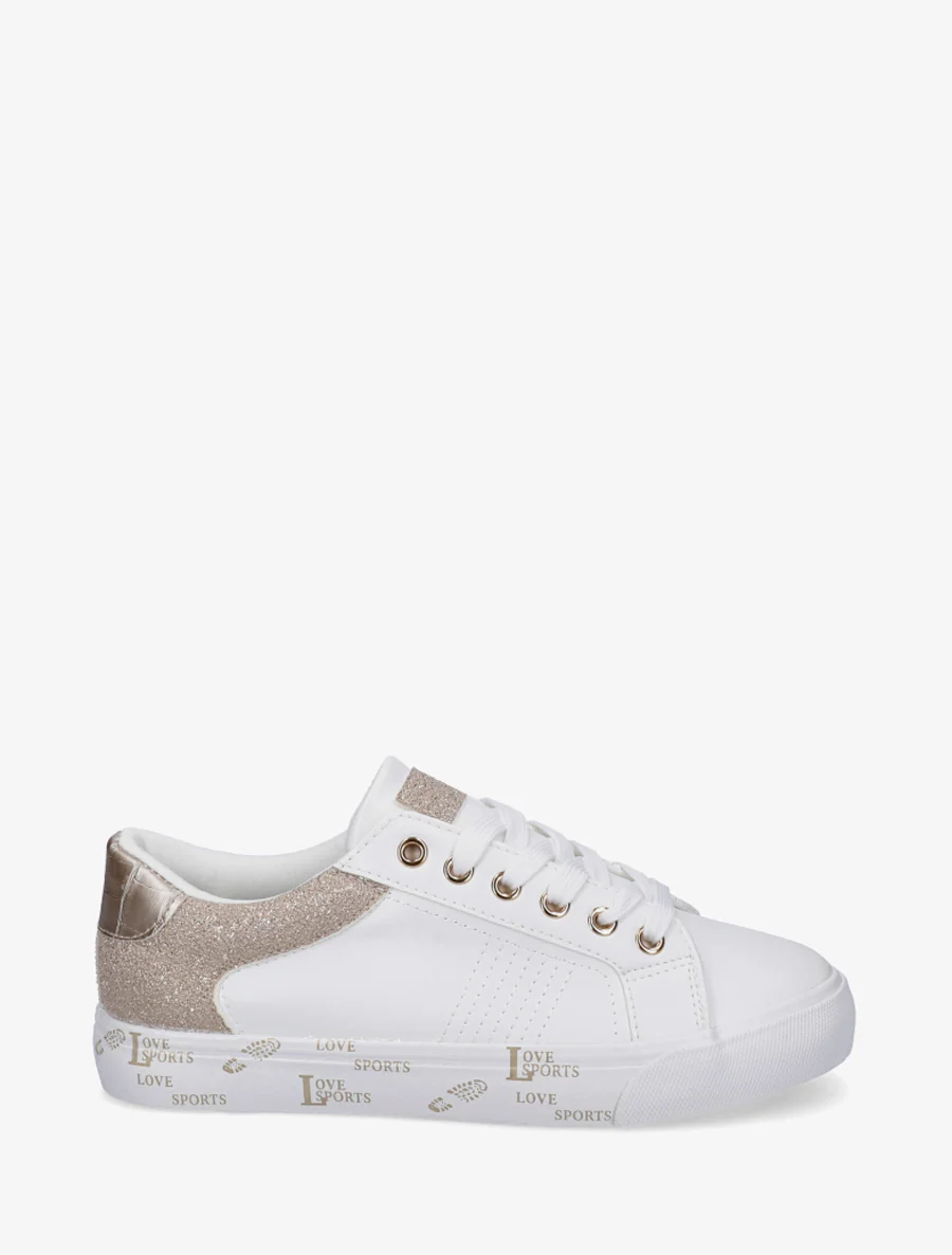 Effen sneakers met een flockzool - Goud