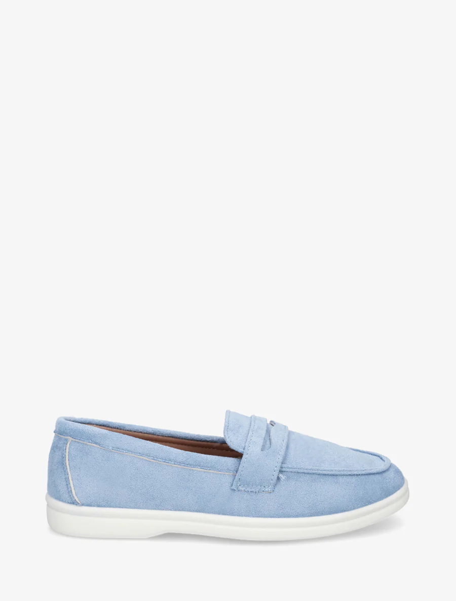 Effen suède mocassins - Lichtblauw