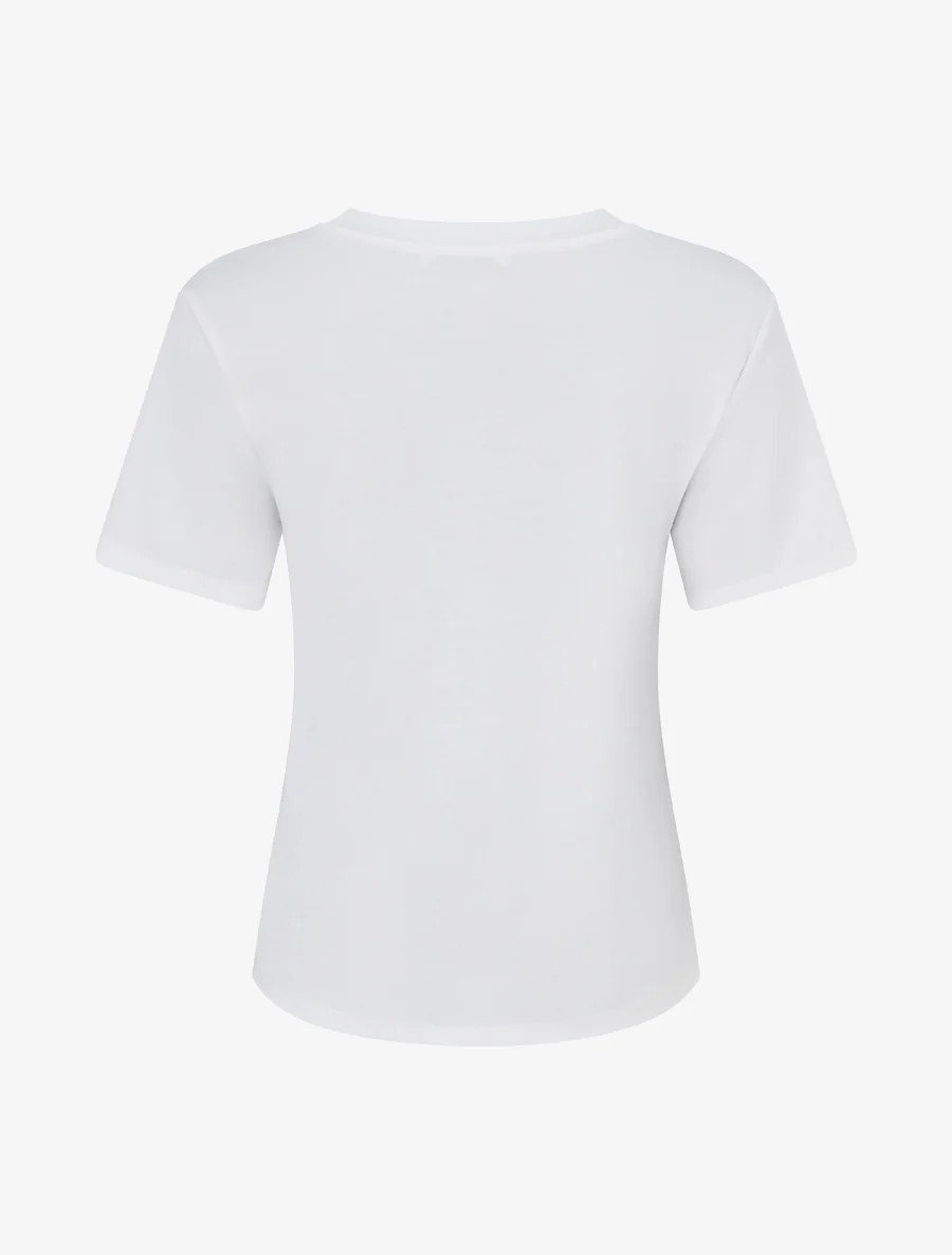 Effen T-shirt met bladborduurwerk - Wit - Image 2