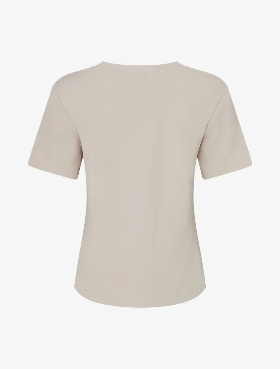 Effen T-shirt met bladborduurwerk - Beige - Image 2