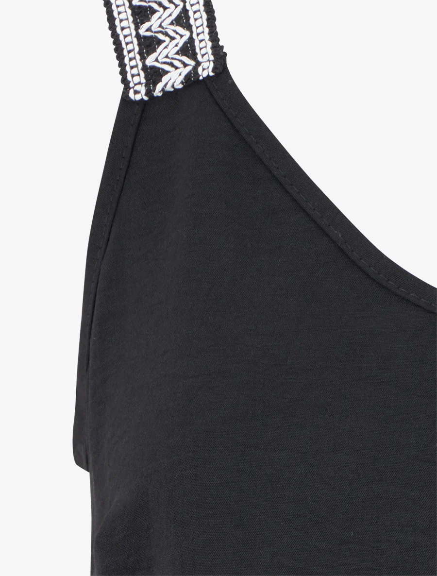 Effen tanktop met fantasiebandjes. - Zwart - Image 3