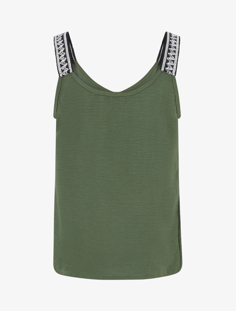Effen tanktop met fantasiebandjes. - Kaki - Image 2
