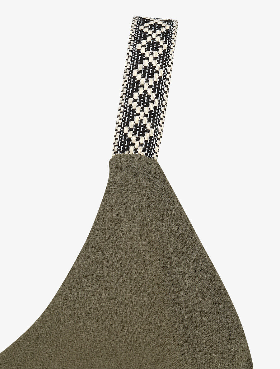 Effen top met aztec-print en bandjes - kaki - Image 3