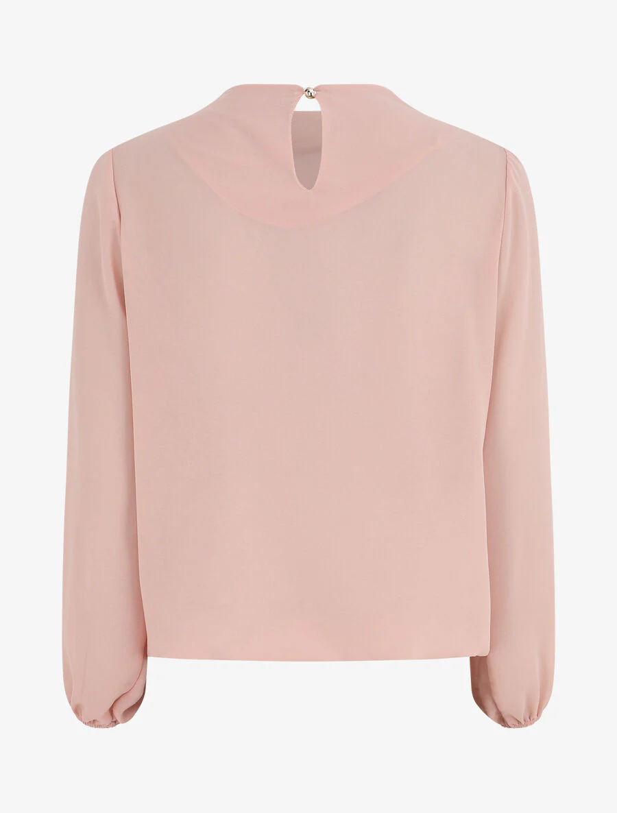 Effen top met gedrapeerde hals - Roze - Image 2