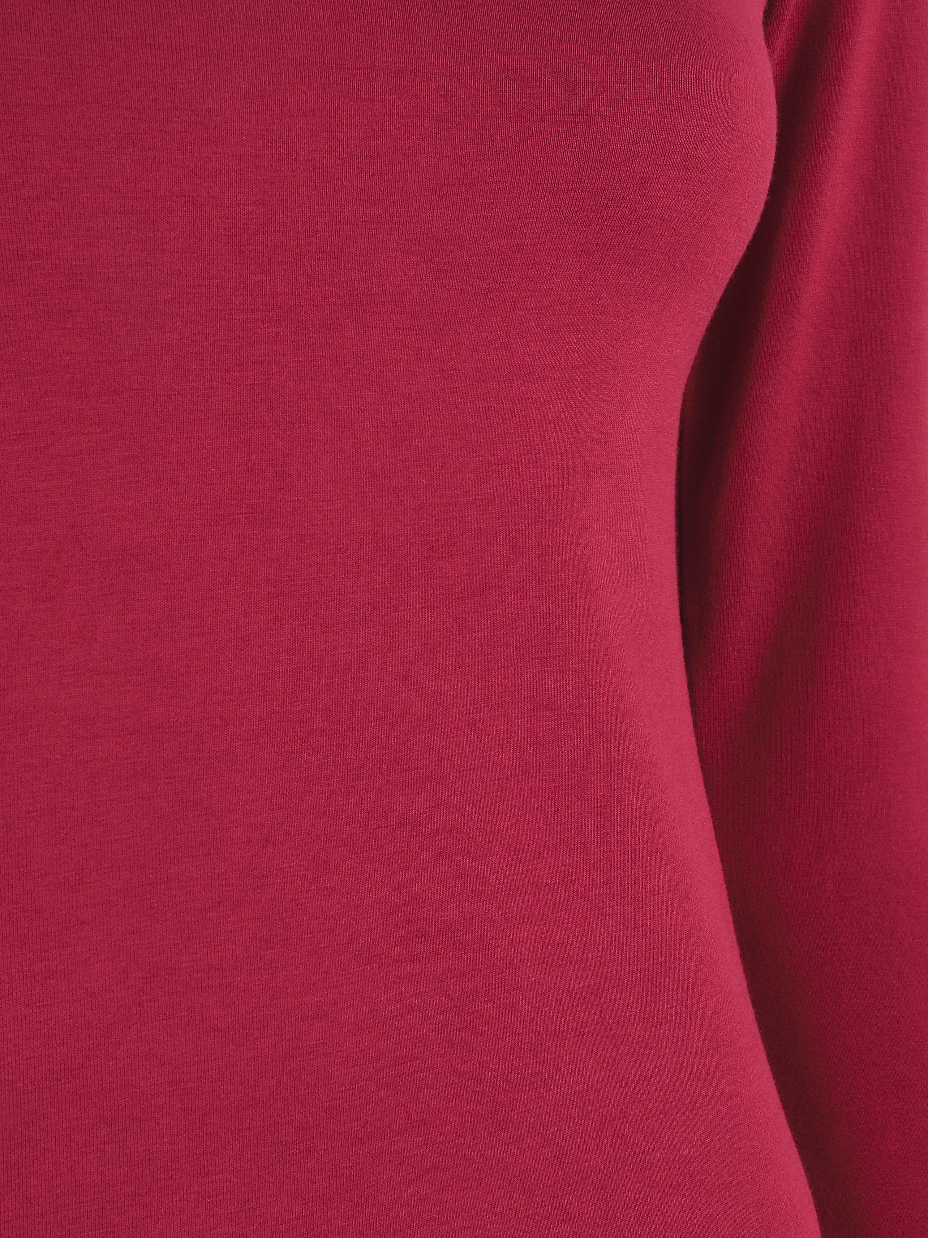 Effen top met lange mouwen en ronde hals - Bordeauxrood - Image 3