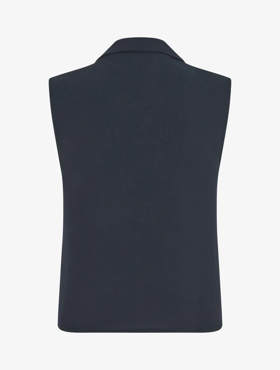 Effen top met strikkraag - Marineblauw - Image 2