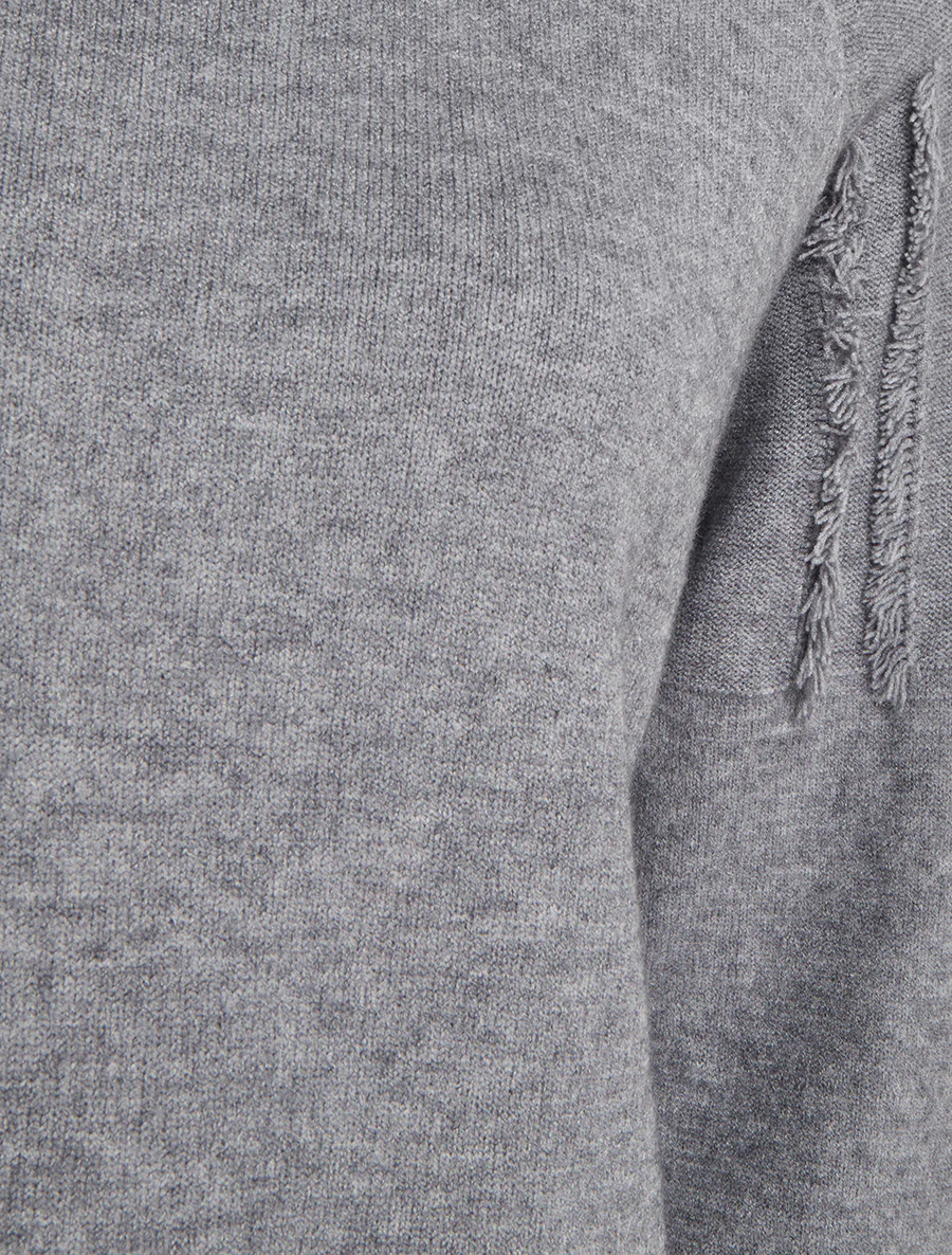 Effen trui met rafeldetail - Grijs - Image 3