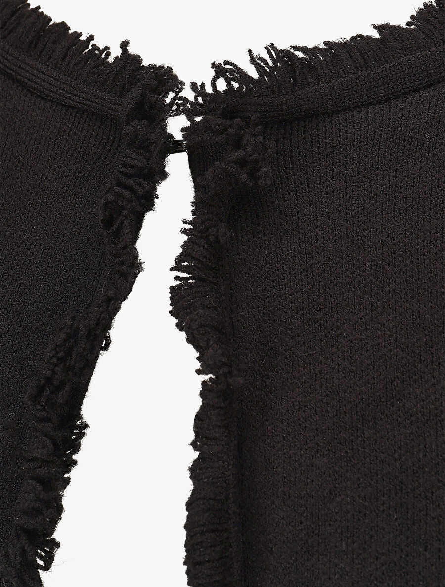 Effen vest met gerafelde randen - zwart - Image 3