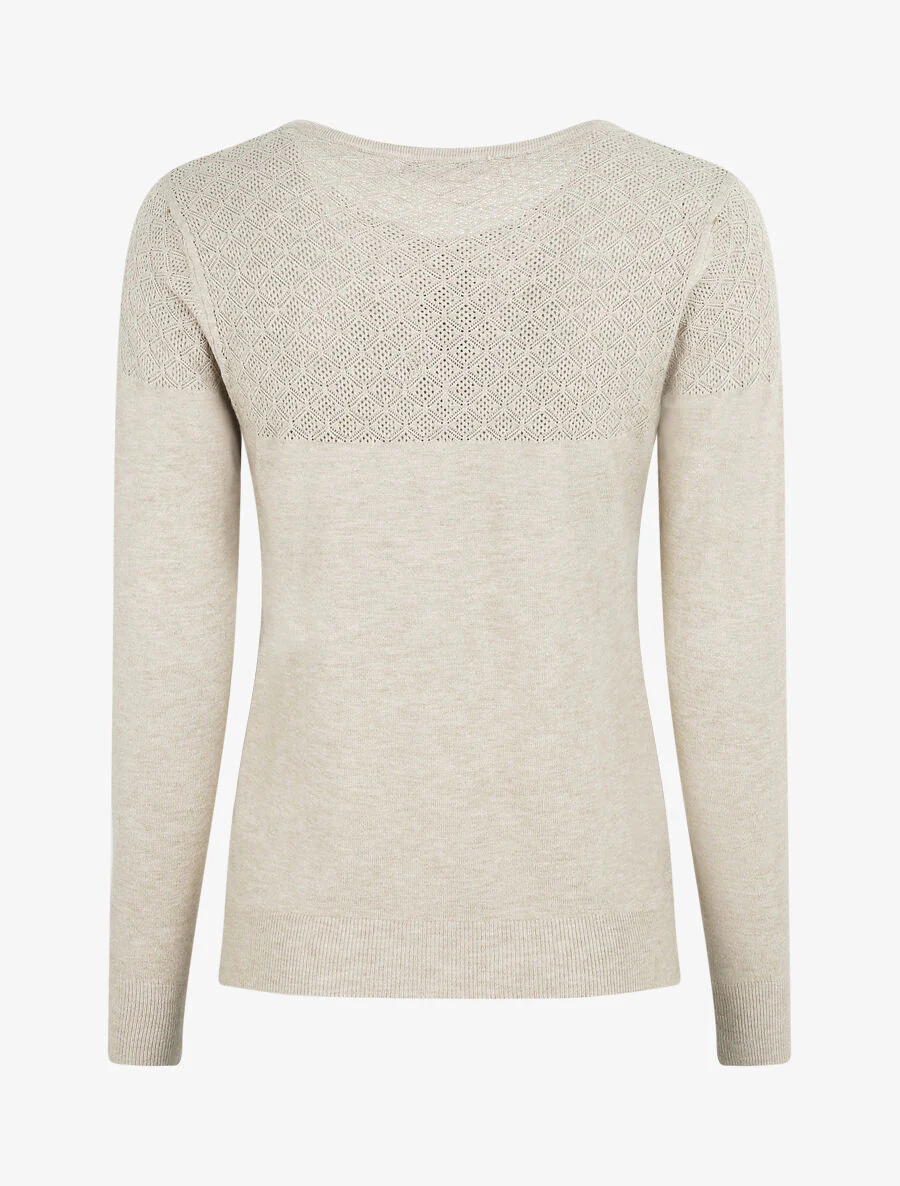 Effen vest met lange mouwen - beige - Image 2
