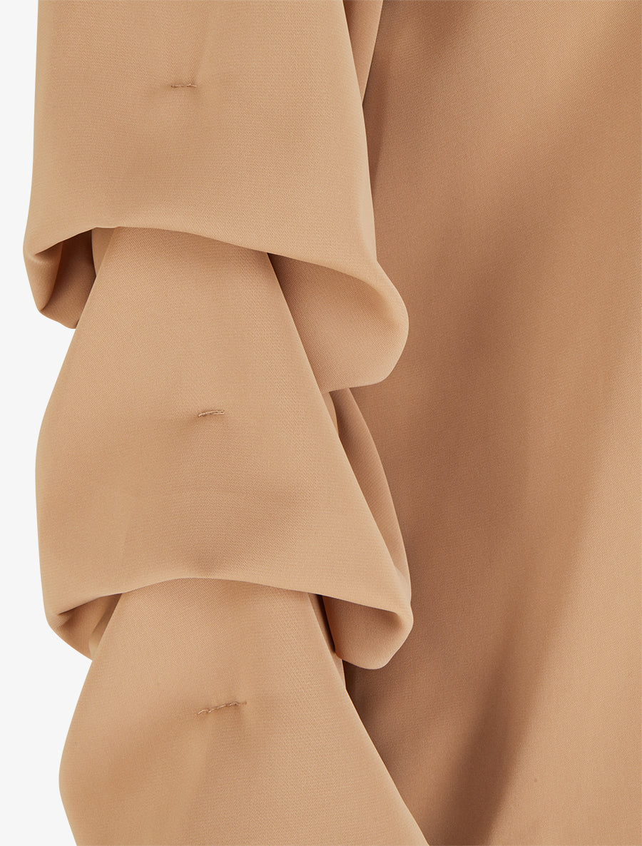 Effen vloeiende blouse met gestileerde mouwen - Licht kameel - Image 3
