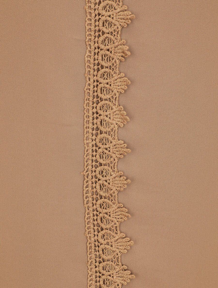 Effen voile blouse met geborduurde kraag - Kameel - Image 3