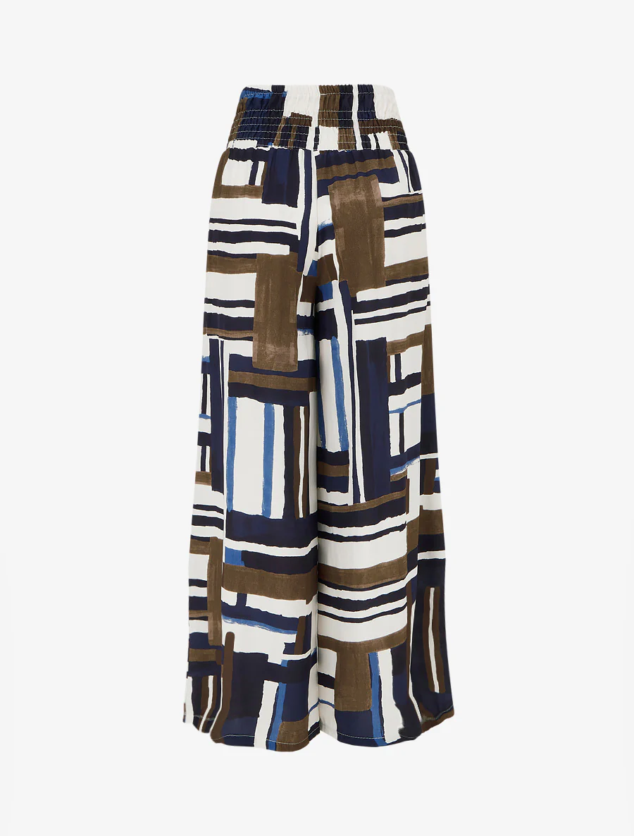 Elastische broek met abstracte print - Marine - Image 2