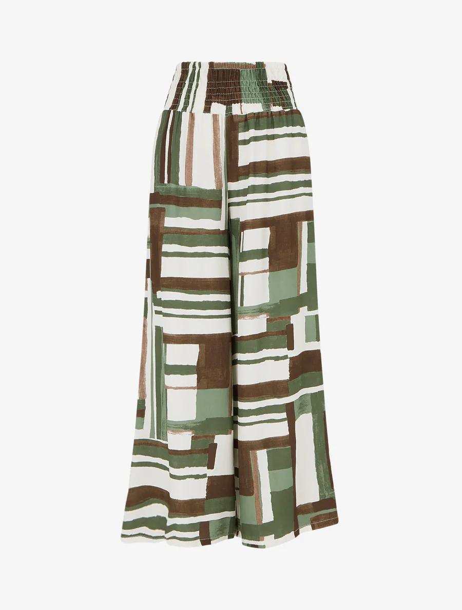 Elastische broek met abstracte print - Kaki