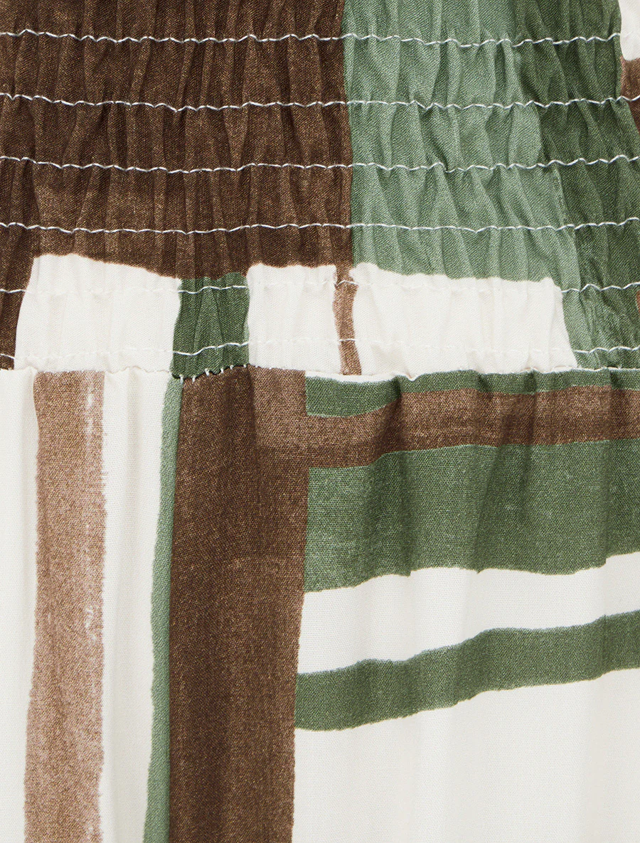 Elastische broek met abstracte print - Kaki - Image 3