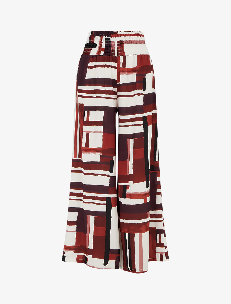 Elastische broek met abstracte print - Bordeaux