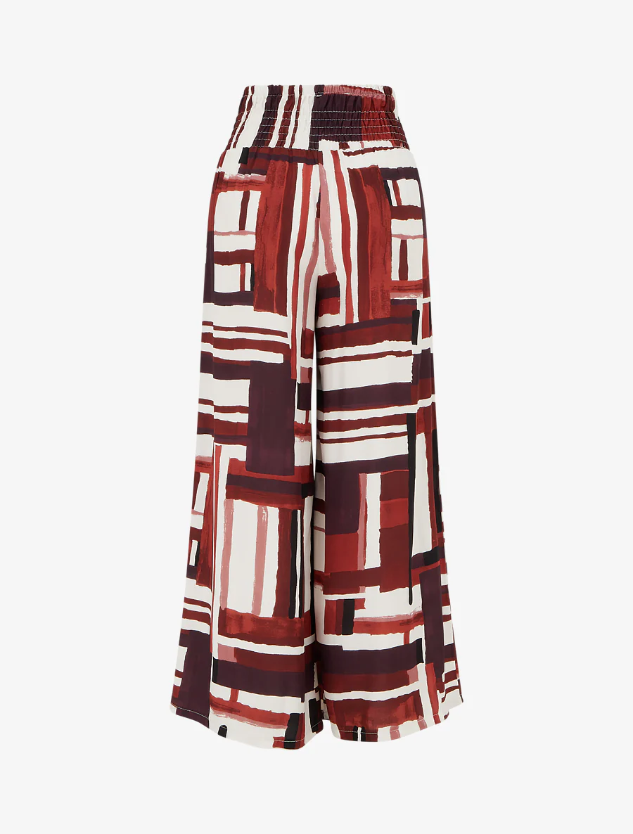 Elastische broek met abstracte print - Bordeaux - Image 2