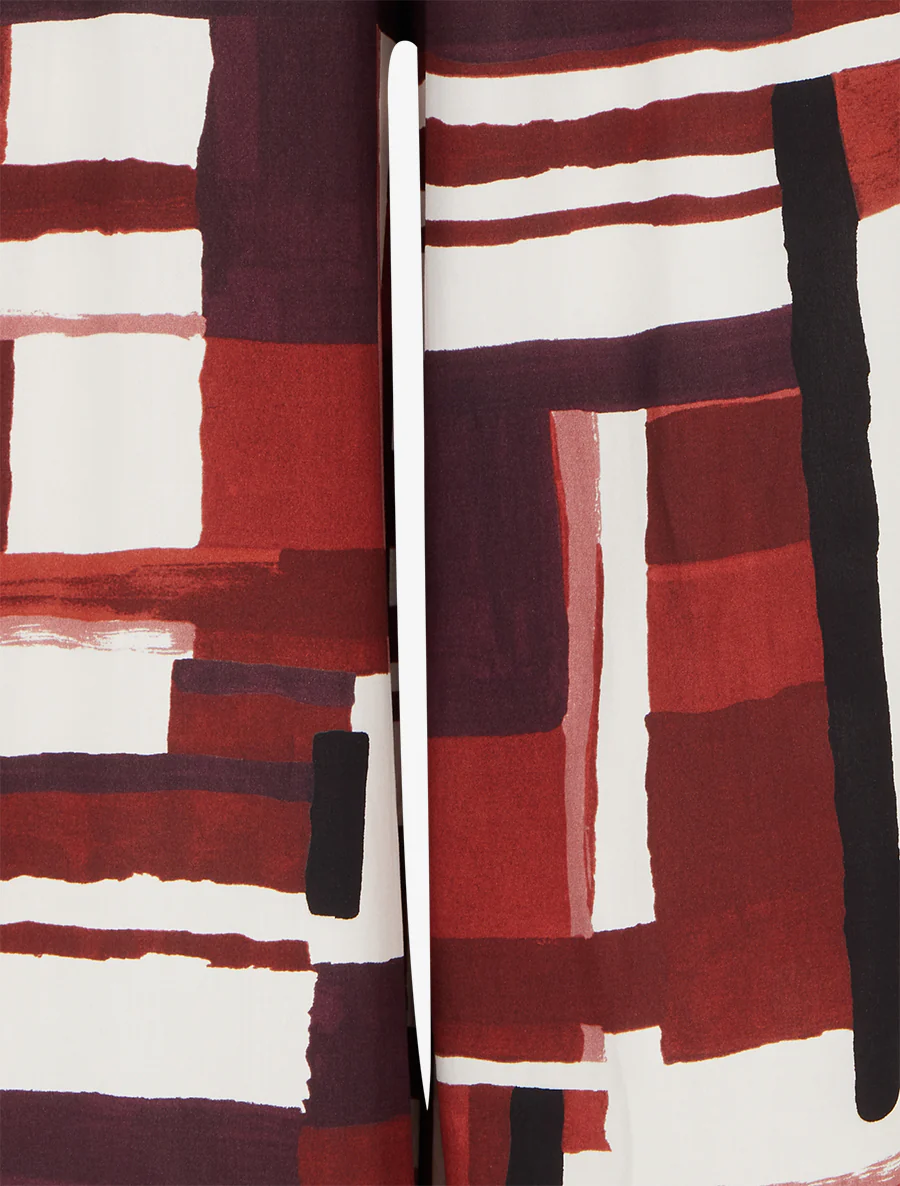 Elastische broek met abstracte print - Bordeaux - Image 3