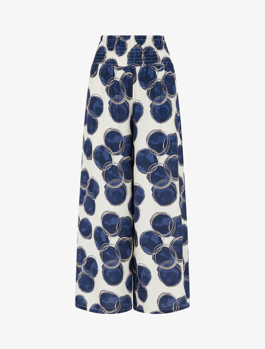 Elastische broek met cirkelprint - Marine