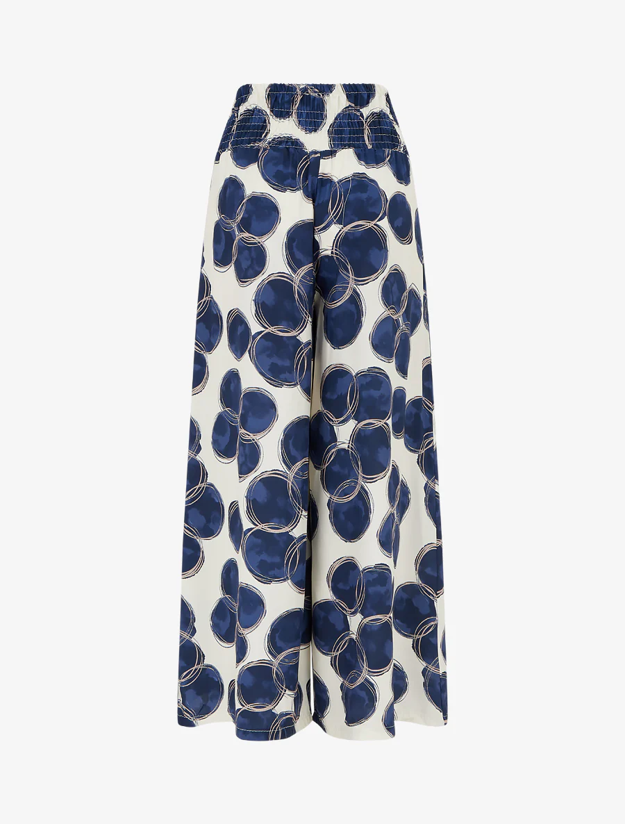 Elastische broek met cirkelprint - Marine - Image 2
